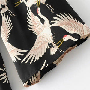 Bird Print Loose Wide leg pants