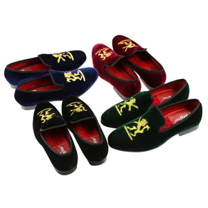 Lion Embroidery Velvet Men shoes