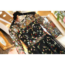 Charger l&#39;image dans la galerie, Floral Embroidery Black O-Neck Dress