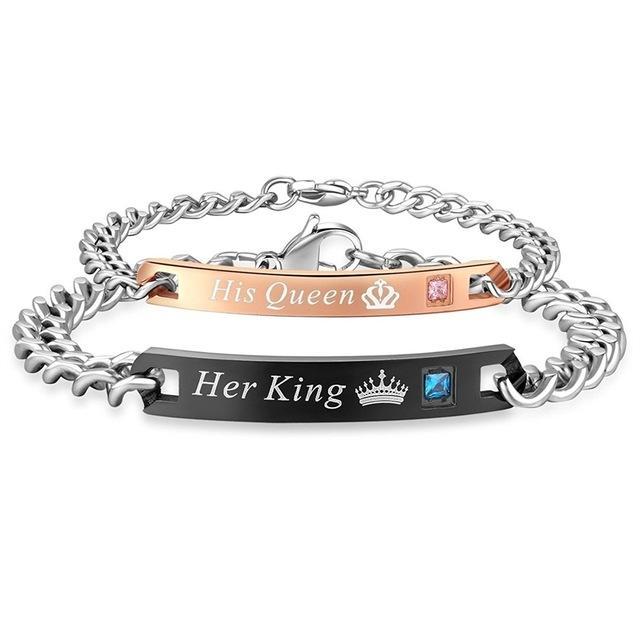 Her King His Queen Couple Stainless Steel Bracelets