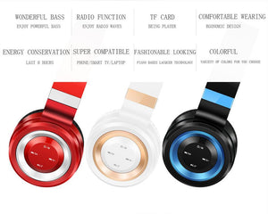 Wireless Bluetooth Headphone With FM Radio + Mic, Supports TF Card