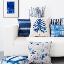 Load image into Gallery viewer, Blue Watercolor Geometric Cushion Cover