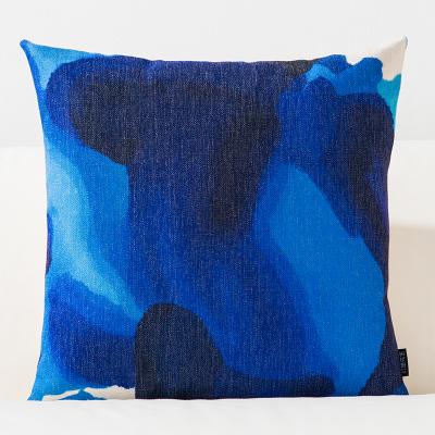 Blue Watercolor Geometric Cushion Cover
