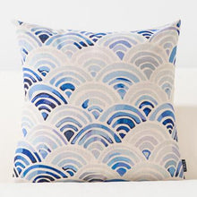 Load image into Gallery viewer, Blue Watercolor Geometric Cushion Cover