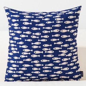 Blue Watercolor Geometric Cushion Cover