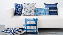 Load image into Gallery viewer, Blue Watercolor Geometric Cushion Cover