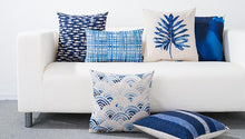 Load image into Gallery viewer, Blue Watercolor Geometric Cushion Cover