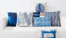 Load image into Gallery viewer, Blue Watercolor Geometric Cushion Cover