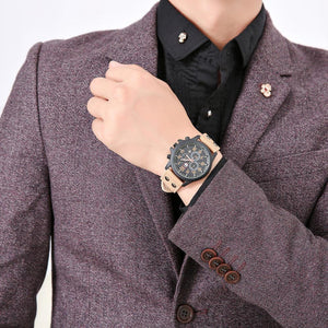 Military Leather Strap  Quartz Watch