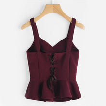 Cargar imagen en el visor de la galería, V Neck Princess Lace Up Peplum Bustier Top