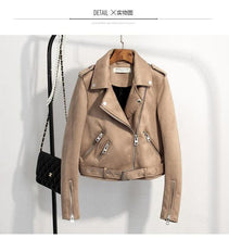 Cargar imagen en el visor de la galería, Slim Suede  Biker Jacket PU Coat