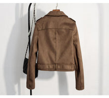 Cargar imagen en el visor de la galería, Slim Suede  Biker Jacket PU Coat