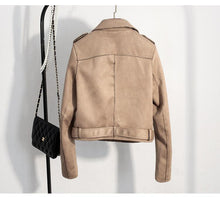 Cargar imagen en el visor de la galería, Slim Suede  Biker Jacket PU Coat