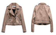 Cargar imagen en el visor de la galería, Slim Suede  Biker Jacket PU Coat