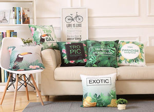 Double Side Tropical Print Pillow Cover 45X45CM