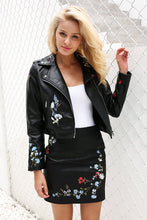 Load image into Gallery viewer, Embroidery faux Leather Jacket