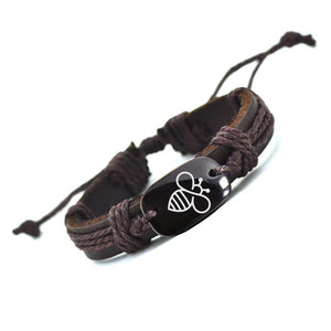 Customized Handmade Bee Leather Bracelet