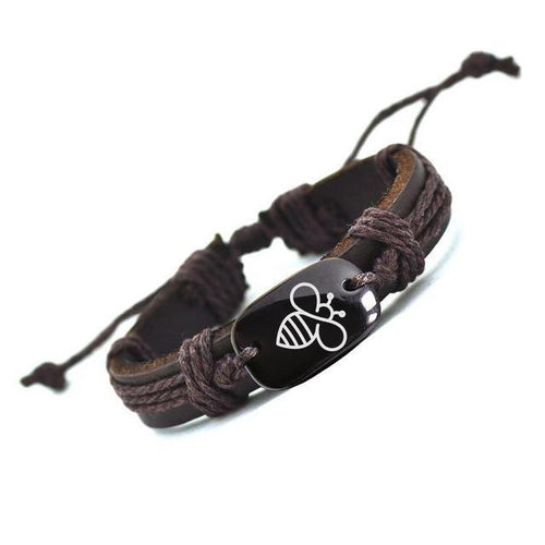 Customized Handmade Bee Leather Bracelet