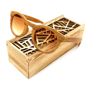 Handmade Imitative Bamboo Wood  Beach Glasses With Wooden Box