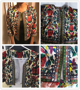 Embroidery Tribal Vintage Autumn Coat