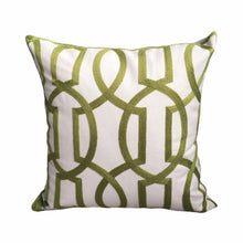 Load image into Gallery viewer, Modern Geometric Cord Embroidery Gray &amp; Green Cotton Cushion Cover 45 x 45 cm