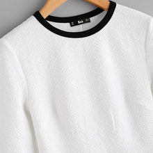 Load image into Gallery viewer, Contrast Textured Peplum Long Sleeve Blouse