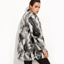 Load image into Gallery viewer, Faux Fur Fuzzy Color Block Open Front Coat