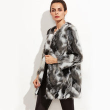 Load image into Gallery viewer, Faux Fur Fuzzy Color Block Open Front Coat