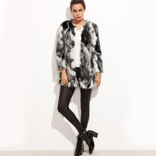 Load image into Gallery viewer, Faux Fur Fuzzy Color Block Open Front Coat