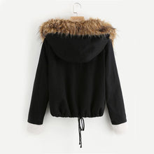 Load image into Gallery viewer, Black Winter Jacket With Faux Fur Trim Hood