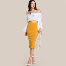 Cargar imagen en el visor de la galería, Split Ruffle Pencil Skirt