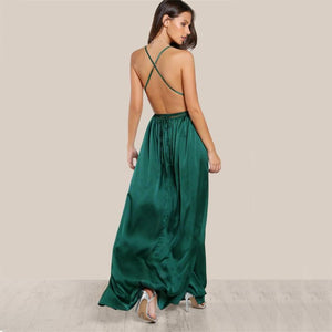 Sexy High Slit Satin Maxi Party Dress