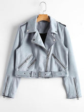 Cargar imagen en el visor de la galería, Slim Suede  Biker Jacket PU Coat