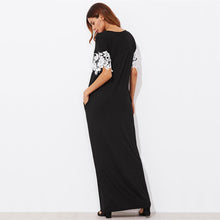Load image into Gallery viewer, Black Short Sleeve Pocket Maxi Dress