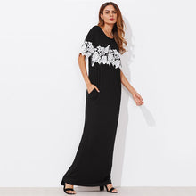 Load image into Gallery viewer, Black Short Sleeve Pocket Maxi Dress