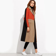 Load image into Gallery viewer, Color Block Patchwork Double Breasted Coat