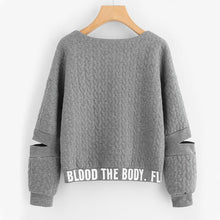 Load image into Gallery viewer, Grey Drop Shoulder Cut Sleeve Quilted Pullover