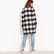 Load image into Gallery viewer, Plaid Open Front Collarless Coat