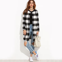 Load image into Gallery viewer, Plaid Open Front Collarless Coat