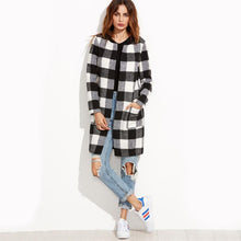 Load image into Gallery viewer, Plaid Open Front Collarless Coat