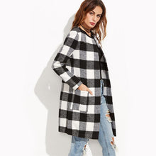 Load image into Gallery viewer, Plaid Open Front Collarless Coat