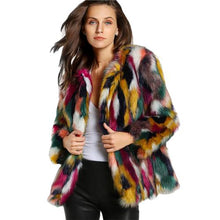 Load image into Gallery viewer, Colorful Collarless Faux Fur Coats