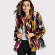 Load image into Gallery viewer, Colorful Collarless Faux Fur Coats