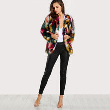 Load image into Gallery viewer, Colorful Collarless Faux Fur Coats