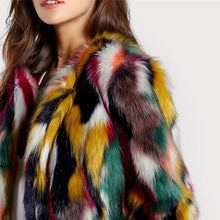 Load image into Gallery viewer, Colorful Collarless Faux Fur Coats