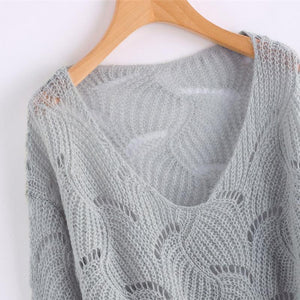 V Neckline Self Tie Knit Sweater