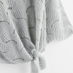 V Neckline Self Tie Knit Sweater