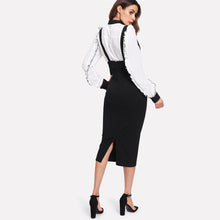Cargar imagen en el visor de la galería, Strapped High Waist Slit Back Pencil Skirt