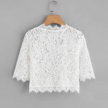 Load image into Gallery viewer, Hollow Out Eyelash Lace Plain Crop Top