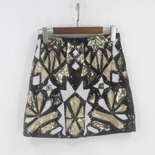 Load image into Gallery viewer, Geometric Color block Beaded Sequin Skirt